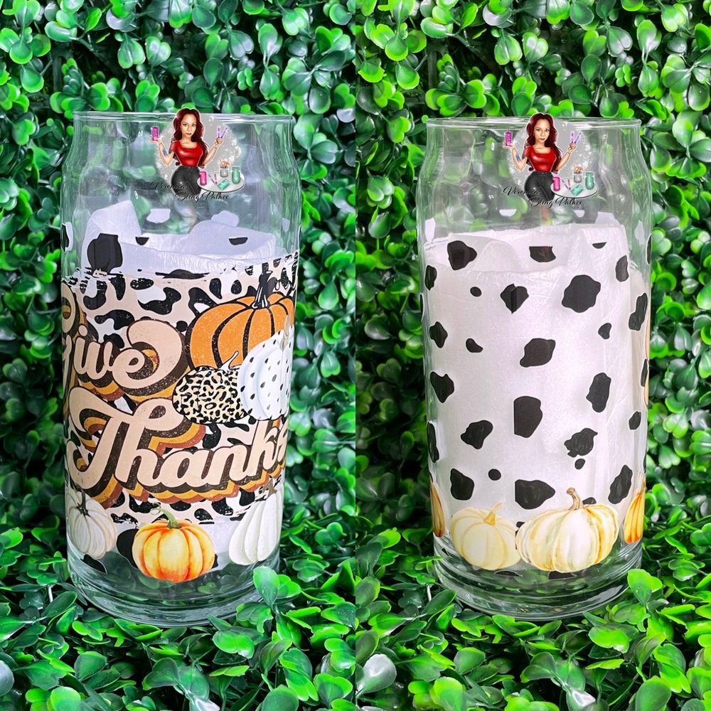 Give Thanks Glass Cup